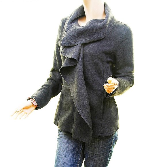 Italian Wool Blend Drape Cascade Ruffle Cardigan Jacket - 7592
